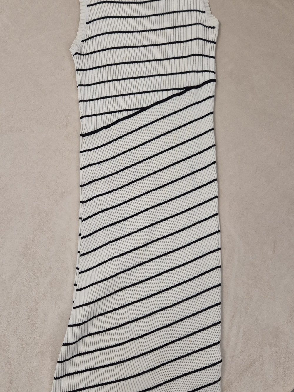 AllSaints Asymmetrical Black & White Ribbed Striped Maxi Dress Large Nautical